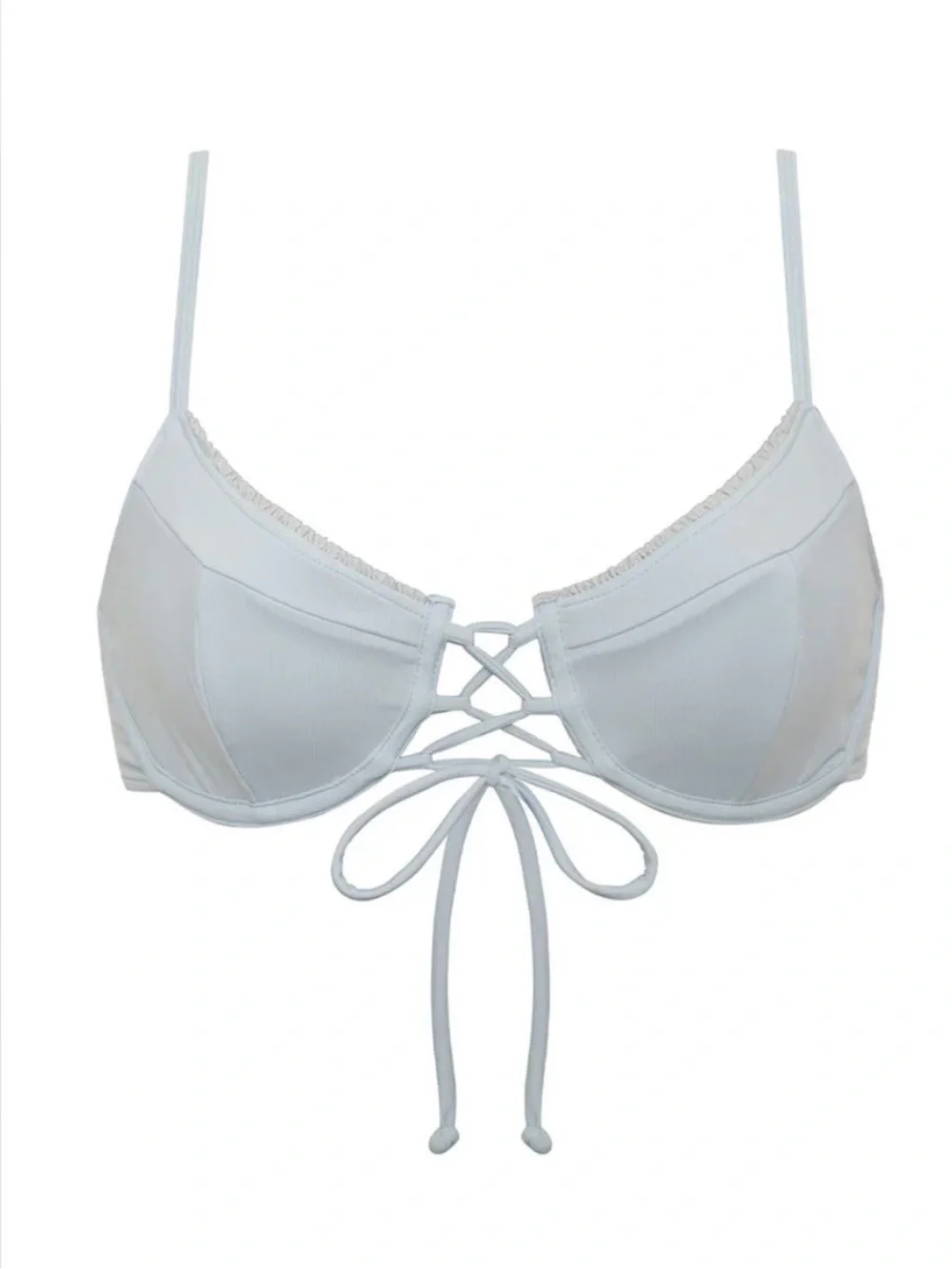 NWOT Frankie’s bikinis Lucia ruffle underwire bikini top in new moon